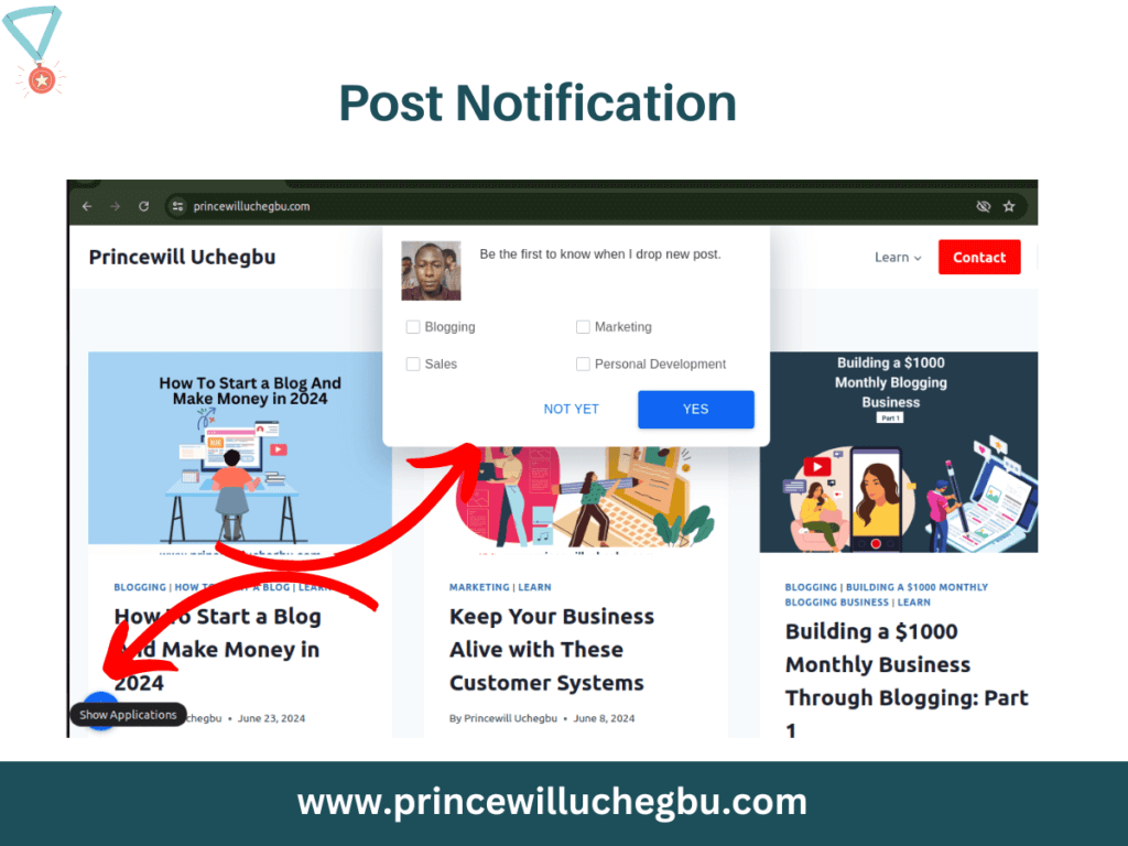 Sample of Post Notification | How To Get Traffic to Your Blog for Free 