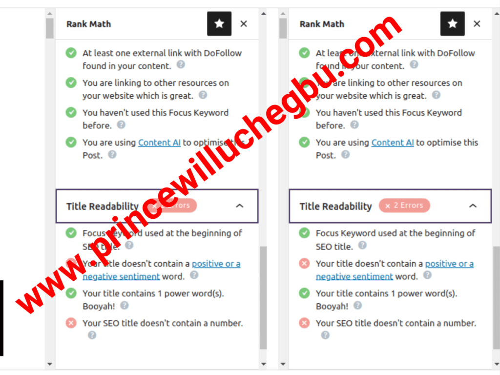 Image screenshot of Rankmath content optimizer guideline taken from www.scholarshipstoday.com.ng | This is not SEO