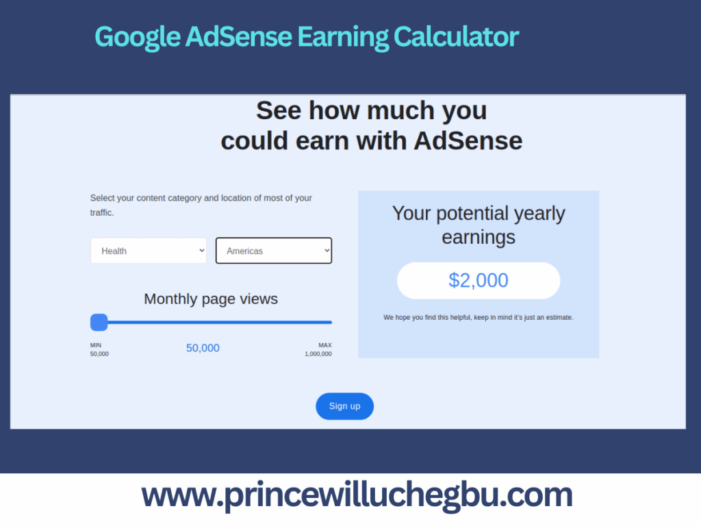 Google AdSense Earning Calculator for 50,000 page view traffic in Health NIche from American Traffic 
 | How Long Does It Take To Make Money From Blogging?