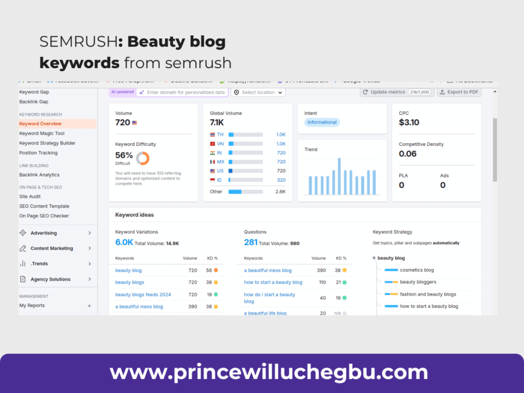 Beauty blog keywords from semrush - How to Start a Beauty Blog for Free